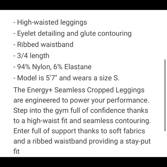 Gymshark energy high waisted crop leggings- M - Picture 3 of 3